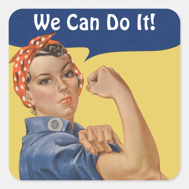 Vintage Patriotic Rosie the Riveter, We Can Do It! Square Sticker (Front)