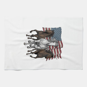 Vintage Patriotic Running Horses Vector Design_1 Kitchen Towel