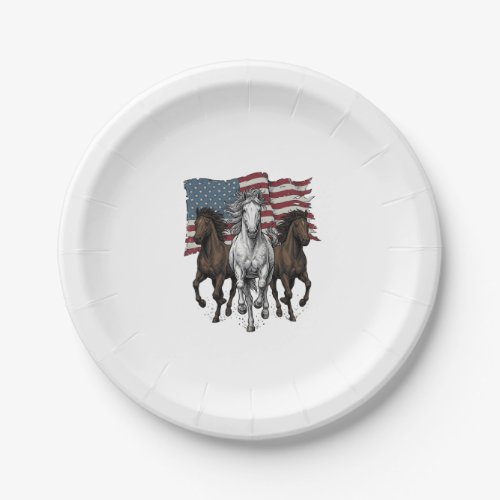 Vintage Patriotic Running Horses Vector Design_1 Paper Plates