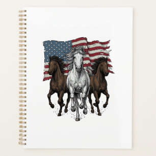 Vintage Patriotic Running Horses Vector Design_1 Planner