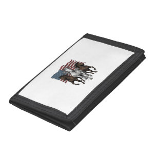 Vintage Patriotic Running Horses Vector Design_1 Trifold Wallet