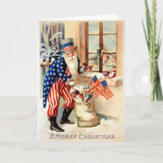 Vintage Patriotic Santa Christmas Card at Zazzle