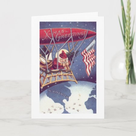 Vintage - Patriotic Santa Claus, Holiday Card