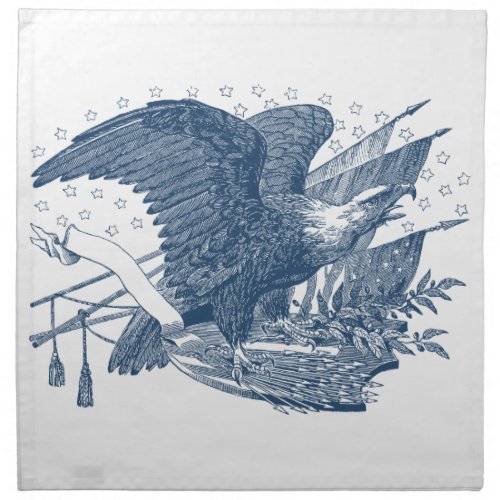 Vintage Patriotic Screaming Eagle USA Flag Arrows Cloth Napkin