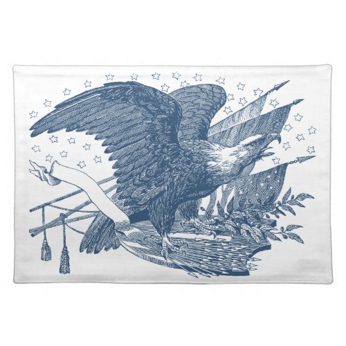 Vintage Patriotic Screaming Eagle USA Flag Arrows Cloth Placemat