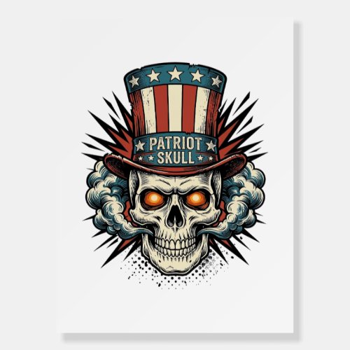 Vintage Patriotic Skull Top Hat T-Shirt Design_1 Foam Board