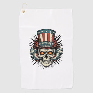 Vintage Patriotic Skull Top Hat T-Shirt Design_1 Golf Towel