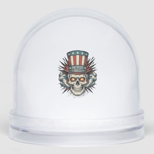 Vintage Patriotic Skull Top Hat T-Shirt Design_1 Snow Globe