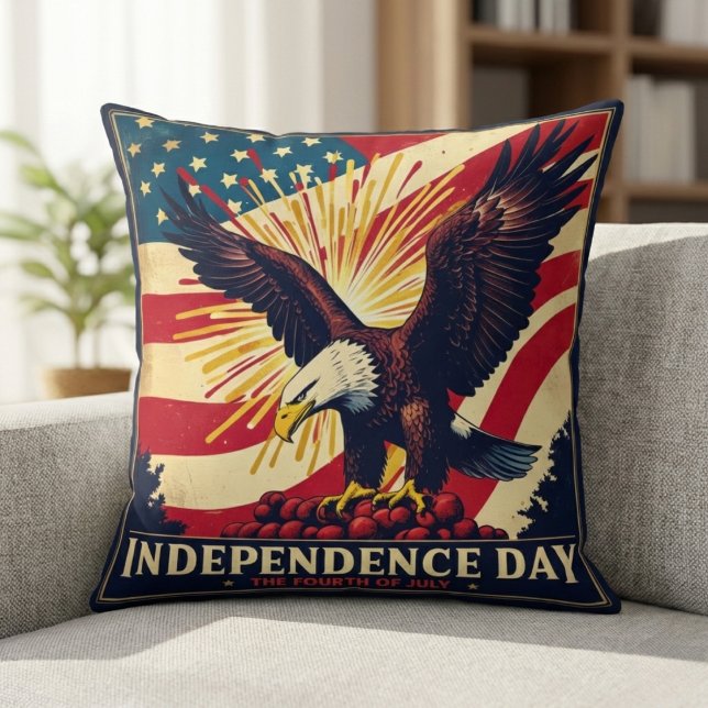 Vintage Patriotic Soaring Eagle Pillow (Boldly brave and beautifully made.)