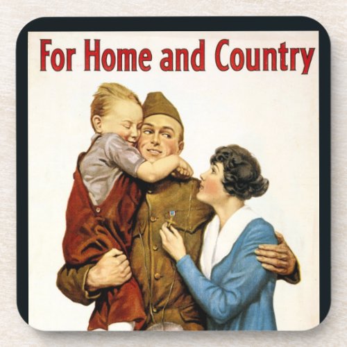 Vintage Patriotic Soldier for Victory Liberty Loan Beverage Coaster