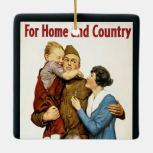 Vintage Patriotic Soldier for Victory Liberty Loan Ceramic Ornament