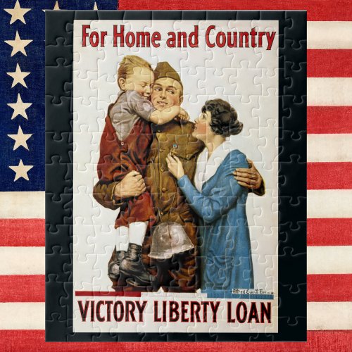 Vintage Patriotic Soldier for Victory Liberty Loan Jigsaw Puzzle