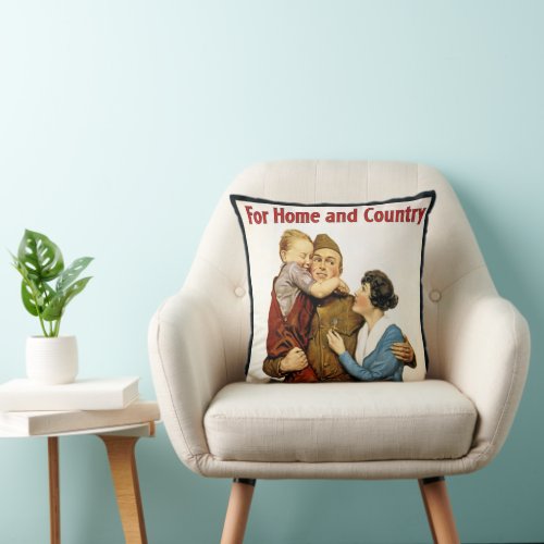 Vintage Patriotic Soldier for Victory Liberty Loan Throw Pillow