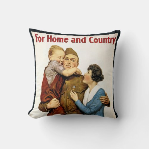Vintage Patriotic Soldier for Victory Liberty Loan Throw Pillow