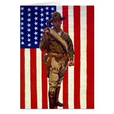 Vintage Patriotic Soldier with American Flag Vintage Patriotic Soldier with American Flag
