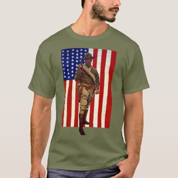 Vintage Patriotic Soldier with American Flag T-Shirt Vintage Patriotic Soldier with American Flag T-Shirt