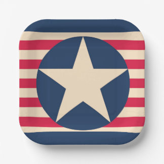 Vintage Patriotic Stars and Stripes Paper Plates