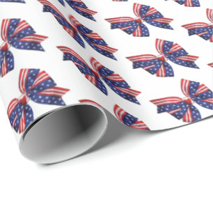 Vintage Patriotic Stars and Stripes Ribbon Wrapping Paper