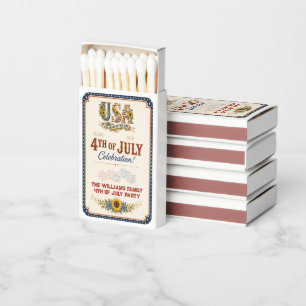 Vintage Patriotic Sunflower 4th of July 250 Years Matchboxes