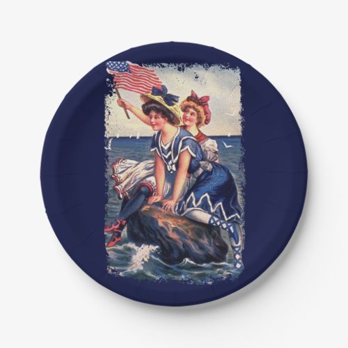 Vintage Patriotic Swimmers Paper Plates