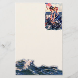 Vintage Patriotic Swimmers Stationery