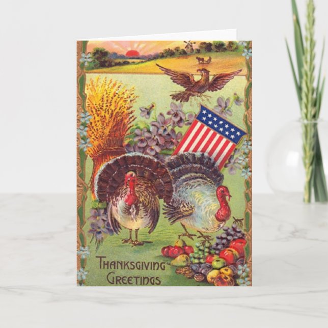 Vintage Patriotic Thanksgiving Greeting Card (Front)