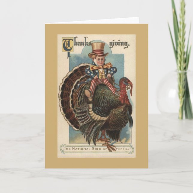 Vintage Patriotic Thanksgiving Greeting Card (Front)