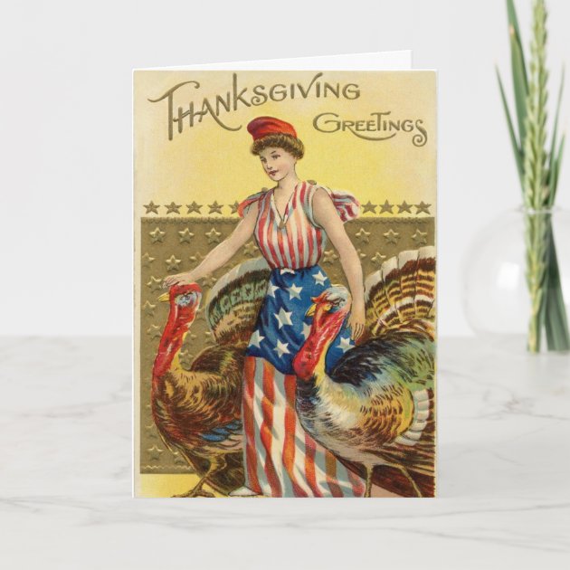 Vintage - Patriotic Thanksgiving, Holiday Card