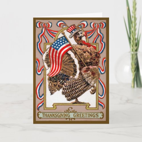 Vintage Patriotic Turkey Thanksgiving Card