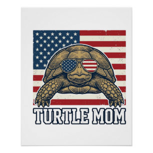Vintage Patriotic Turtle Mom Shirt Design_1 Poster