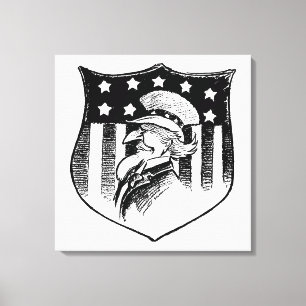 Vintage Patriotic Uncle Sam and American Flag Canvas Print