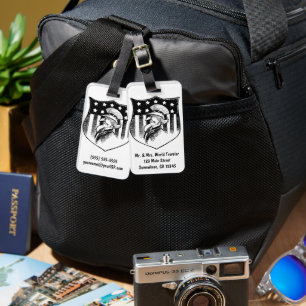 Vintage Patriotic Uncle Sam and American Flag Luggage Tag