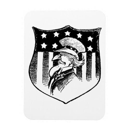 Vintage Patriotic Uncle Sam and American Flag Magnet