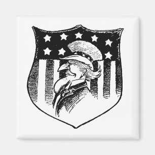 Vintage Patriotic Uncle Sam and American Flag Magnet