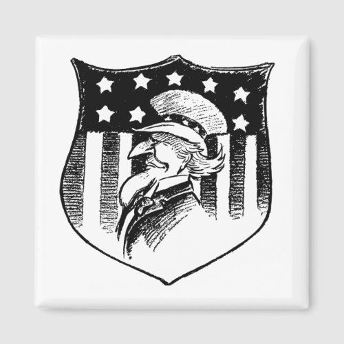 Vintage Patriotic Uncle Sam and American Flag Magnet