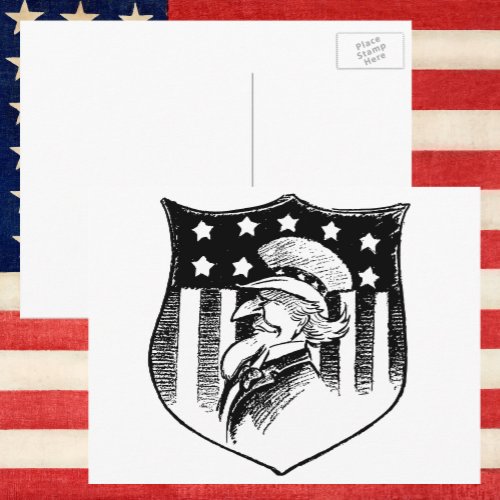 Vintage Patriotic Uncle Sam and American Flag Postcard