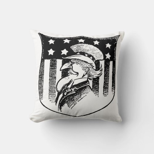 Vintage Patriotic Uncle Sam and American Flag Throw Pillow