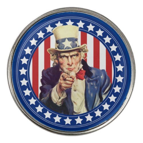 Vintage Patriotic Uncle Sam Golf Ball Marker