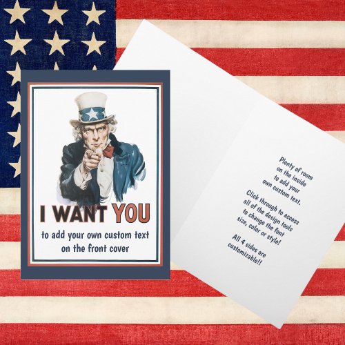 Vintage Patriotic Uncle Sam I Want YOU Card