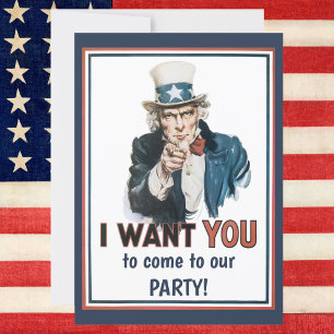 Vintage Patriotic Uncle Sam I Want YOU Invitation