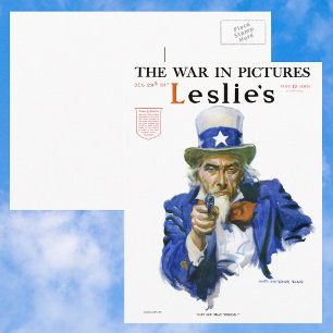 Vintage Patriotic Uncle Sam Magazine Cover Art Postcard