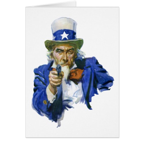 Vintage Patriotic Uncle Sam with Star Hat and Gun