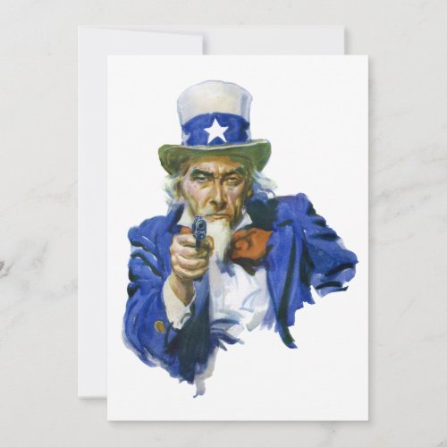 Vintage Patriotic Uncle Sam with Star Hat and Gun