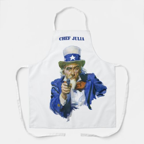 Vintage Patriotic Uncle Sam with Star Hat and Gun Apron