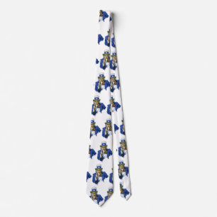 Vintage Patriotic Uncle Sam with Star Hat and Gun Neck Tie
