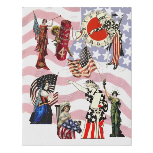 Vintage Patriotic USA Americana 4th of july Art Faux Canvas Print