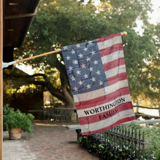 Vintage Patriotic USA Flag on Stone Wall