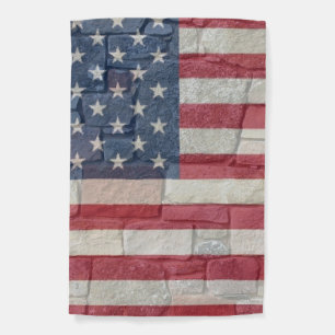 Vintage Patriotic USA Flag on Stone Wall