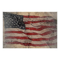 Vintage Patriotic USA Flag on Stone Wall