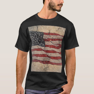 Vintage Patriotic USA Flag on Stone Wall T-Shirt